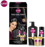 SUNSILK Shiny Hair Combo (Radiant Black Shine Shampoo+Condioner+Super Shine Serum)(4 Items in the set)