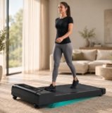 Fitkit by Cult Walking Pad Neo (BLDC 3.5HP Peak Power) Compact Under Desk Motorised Treadmill | Max Weight: 120kg | LED Display & 2-Level Inclination | Home use with Remote Control (Black)