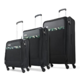 Aristocrat Commander Set of 3 Trolley Bag 55, 69 & 79cm | Small+Medium+Large | Soft Luggage | Smooth 4-Wheel Suitcase | Combination Lock | Premium Polyester Fabric with PVC Coating (Black)