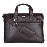 K London 14 Inches Slim Vegan Leather Expandable Men Women Unisex Laptop|MacBook Shoulder|Messenger|Office|Travel|Business Bag for Men Women with Multiple compartments(1808) (Dark Brown)