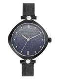 French Connection Sheen Blue Shimmer Round Analog Watch with Black Mesh Strap for Women – FCP45BM