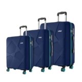 Safari Polypropylene Spinner Pentagon Pro 8 Wheels Set Of 3 (Cabin + Medium + Large) Trolley Bags, Hard Case, 360º Wheeling Luggage, Suitcase For Travel, Navy, 55, 65, 75 cm