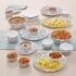 Larah by Borosil Elega Fluted Series Opalware Dinner Set of 6 Full Plate 6 Quarter Plates 6 Veg Bowls, 6 Soup Bowl, 2 Serving Bowl and 1 Oval Rice Plate | Bone-Ash Free Crockery Set (White, 27 Pieces)
