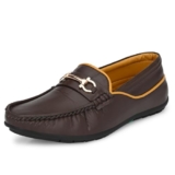 Leatherkraft Men Low-Top Slip-On Loafers with Metal Accent Brown