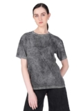 Bene Kleed Women Grey Acid wash Oversize T Shirt