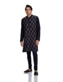 Amazon Brand – Symbol Men’s Polyester 41″ Regular Kurta & Chudidar Set Set_Sy-A23-Mna-Fktc-239_Navy_M, Blue, Regular Fit