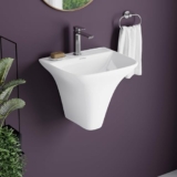 Plantex Wash Basin/Ceramic Wall Hung Half Pedestal Washbasin with 10 Years Glaze Warranty by Plantex/Wall Mount Basin for Bathroom/Office/Hotels (White – 16 x 14 x 14 Inch)