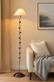 tu casa Decorative Metal Night Lamp with Off-White Cotton Shade | Bedside & Table Lamp for Bedroom, Living Room & Office