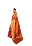 Panzora Women’s Tissue Silk Jacquard Weaving Orange Saree With Unstitched Blouse Piece