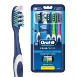 Oral-B Criss Cross Deep Clean Medium Bristles Manual Toothbrush For Adults,Tongue Cleaner, Multicolour Tooth Brush Set, Oral B Dentist Recommended Brand (Family Pack of 4)