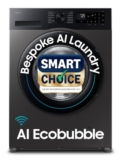 Samsung Smart Choice 12 kg, 5star, AI Ecobubble, Super Speed, Wi-Fi, Hygiene Steam with Inbuilt Heater, Digital Inverter, Fully-Automatic Front Load Washing Machine (WW12DG5B24AXTL, Inox)