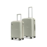 LAttitude By Provogue Meridian Set of 2 Trolley Bags Cabin + Medium Polypropylene Hard Suitcase, 8 Spinner Wheels, 2-Pocket Convipack, Recessed Number Lock for Men & Women Ghost Grey/Limestone Grey