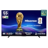 Hisense 139 cm (55 Inches) 4K Ultra HD Smart QLED TV | 48W Powerful Speakers | Dolby Atmos & HDR10+ | ALLM, VRR & Game Mode | Cricket Mode | AI 4K Upscaler | VIDAA OS | 55E75Q (Black)