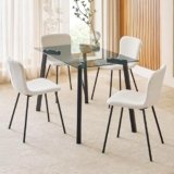 Home Centre | Helios Paul Fabric Dining Chair Set of 4 | Metal Frame | White | 1 Year Warranty