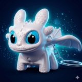 DEVAR Dragon Keychain Toy with LED Light & Moving Wings, Night Fury Glowing Dragon Keychain | Mini Fantasy Figure Creature Charm for Car Dashboard,Bike Keys,Backpack Bag Accessory & Kids Gift (White)