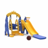 Amazon Brand – Solimo 3-in-1 Garden Castle Slide & Swing for Indoor & Outdoor Use | for Kids 2-8 Years Old | Safe & Fun | Ideal for Boys & Girls | Toy for Kids | Easy Assembly, Multicolor