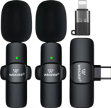 WRADER K9 Wireless Collar Mic with Noise Cancellation for Vlogging & Video Recording Microphone