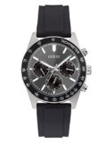 GUESS Altitude Analog Watch for man with Black Round Dial & Black Silicone Strap Band Water Resistant Men’s Wrist Watches – GW0332G1