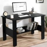 About Space Rustic Wooden Study Table | Multipurpose Office Desk | Tables for Students and Adults | Solid Wood Study Table | Table with Storage Unit | Computer Table | Wooden Writing Table (Black)