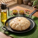 HomeWiz Cast Iron Roti Tawa 28 cm | Free Oil Dispenser 500ml | Pre-Seasoned Iron Tawa with Long Handle for Roti, Chapati, Chillas & Paratha | Naturally Non-Stick | Induction & Gas Compatible