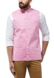 SOJANYA (Since 1958 Men’s Cotton Linen Blend Pink Nehru Jacket, Size: 44