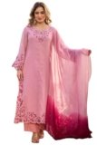 GoSriKi Women’s Viscose Straight Embroidered Kurta Palazzo with Dupatta (MURSHID PINK-VKS01-GS_S_Pink_Small)
