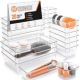 E-COSMOS® 20-Pack Transparent Drawer Organizers, Durable Polypropylene Storage Boxes, Multi-Purpose Divider Trays for Dressing Table, Vanity, Kitchen, and Office