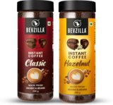 Bevzilla Instant Coffee Powder Combo- 200g Premium Classic Strong & 200g Hazelnut Instant Coffee(2 x 200 g, Unflavoured, Hazelnut Flavoured)