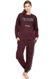ZEYO Women’s Cotton Brown Track Suit Typography Printed Sweatshirt Co-ords set 5821