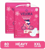 VELORA Soft Feel XXL 80 Sanitary Pads for Women-Trifold pads (XXL- 320 MM-40 Pads each) Sanitary Pad(Pack of 80)