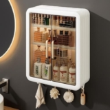 E-COSMOS® SmartSpace 3-Layer No-Drill Storage Organizer – Stylish Kitchen Spice Rack/Organiser with Doors/Durable Space-Saving Storage/Kitchen Spice Rack/Multipurpose Fridge (White)