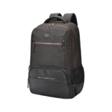 Gear Quantum 3 18″/29L Antitheft Large Faux Leather Water Resistant Laptop backpack with Raincover/Laptop backpack/Casual Backpack/Daypack/Travel Backpack/College Bag For Men/Women(Brown-Black)