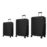 Verage V-Lite Firestone Combo Set of 3 (Cabin + Medium + Large Check-in) Bold Black Hardsided Trolley Bags for Travel, Suitcases with Spinner Wheels, Anti-Theft Luggage (20/24/28 Inche)