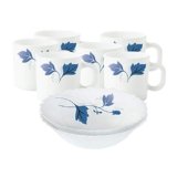 Larah by BOROSIL Opalware Floral Snacks Set – 8Pcs, White