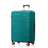 HRX Zanzibar Medium Size Teal Polypropylene Hard Shell Suitcase – Premium Travel Trolley Bag with 8 Spinner Wheels, Number Lock & Water Resistant Body