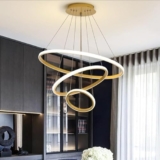 Desidiya® Modern Double 3-Ring LED Pendant Light Lamp – Warm White Hanging Ceiling Pendant Light, Elegant Finish for Home & Living Spaces & Living Room Ceiling Light