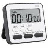 AERYS Digital Kitchen Timer and Stopwatch with 1 Year Warranty, Large LCD Display, 24-Hour Countdown, Loud Alarm, Magnetic Back, Retractable Stand, Flashing Light, for Study, Cooking, Office (Black)