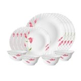 Larah by Borosil Diana Opalware Dinner Set, 12 Pieces, White