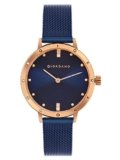 Giordano Analog Quartz Watch for Women with Round Dial, Two-Hand Display, Crystal-Studded Hour Markers and Bezel and Stainless Steel Mesh Strap – A2085