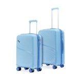 LAttitude by Provogue Meridian Set of 2 Trolley Bags Cabin + Medium Polypropylene Hard Suitcase, 8 Spinner Wheels, 2-Pocket Convipack,Recessed Number Lock for Men & Women Twilight Sea Blue/Galaxy Blue