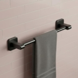 Amazon Basics Self Adhesive 12 Inch Towel Rod for Kitchen & Bathroom | Aluminium Towel Rack | Rust Resistant Clothes Hanger & Towel Holder – No Drill Pack of 1