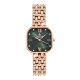 Carlton London Chelsea Women Analog Watch, Square Dial, Stainless Steel Strap, Quartz Movement, Green Dial, Rose Gold Strap, Modern Style, 30M Water Resistant | CLSSCDGRN