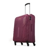 Aristocrat Skyway Medium Size Softshell Check in Luggage (69 Cm) | Spacious Polyester Inline Trolley Bag with 4 Wheels and Combination Lock | Dazzling Maroon | Unisex| 3 Years Warranty