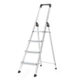 Bathla Prime 4 – Step Foldable Aluminium Ladder for Home with Multi-Utility Support Handle | 5 – Year Manufacturer Warranty | Black