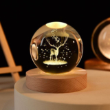EBLOOMING 3D Deer Crystal Ball Night Lamp with Base for Living Room, decoration Night Lamp(6 cm, Transparent 5)