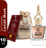 The Old Natural Lavish Musk Car Freshener Aroma Oil, Diffuser Car Freshener with Essential Oils Fragrance in Glass bottle with Wooden Diffuser Lid | Car Perfume 10ml (Lavish Musk Car Perfume- Pack of 1, 10ml)(10 ml)