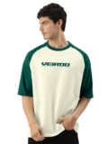 Veirdo® 100% Pure Cotton Round Neck Cool Front Chest Typographic Logo Printed Raglan Sleeve T-Shirt for Men & Boys (OS_VR_SW_BG_XL)