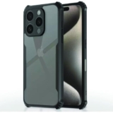 Amazon Brand – Solimo Shockproof Crystal-Clear Back Cover for iPhone 16 Pro Max | 360° Protection (PC & TPU, Black Bumper)