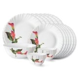 Larah by Borosil Stargazer Fluted Series Opalware Dinner Set | 19 Pieces for Family of 6 | Microwave & Dishwasher Safe | Bone-Ash Free | Crockery Set for Dining & Gifting | Plates & Bowls | White