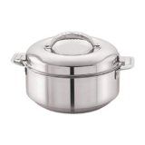 CELLO Maxima Insulated Casserole Hot Pot For Kitchen 2000 ml Silver | Easy to Serve Lightweight Outdoor Safe Keeps Food Hot and Warm Airtight Insulated Casserole Hot Pot Pack Set For Roti Rice Biryani